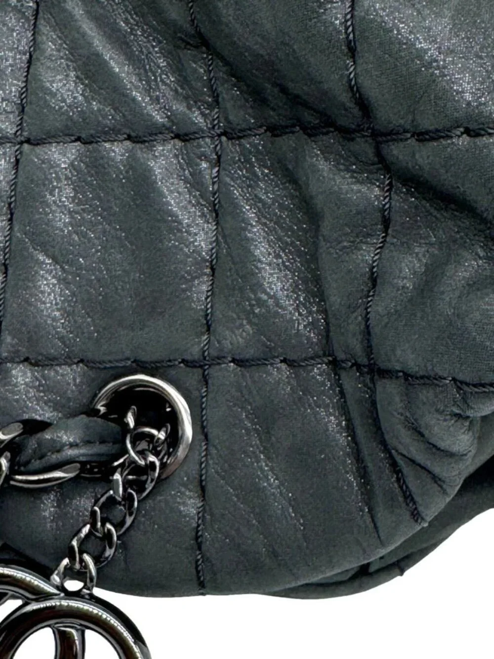 Chanel Just Mademoiselle Small Bowling Quilted Leather Shoulder Bag Black